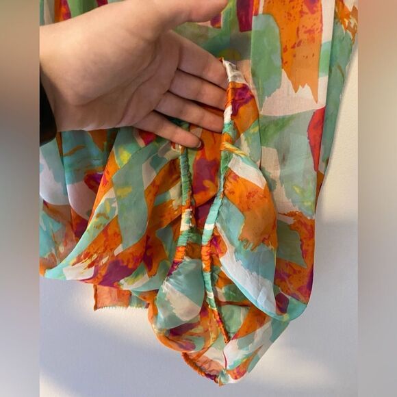 Trinity, Multi Colored Sheer Layered Ruffle Tank w/adjustable Straps - Picture 5 of 8